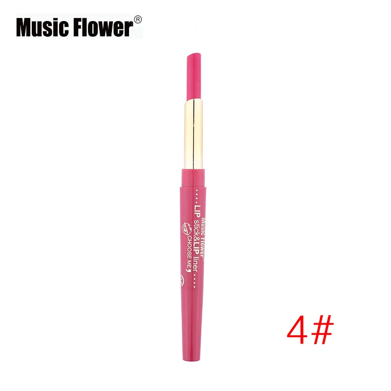 Music Flower 2 In1 губная помада+ подводка для губ, 12 Цвет, набор для макияжа, бархатный матовый блеск для губ палка Краски пигмент телесного цвета Водонепроницаемый брендовая косметика