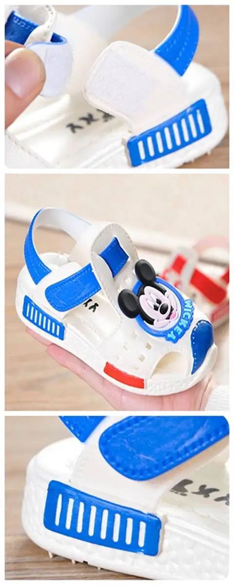 Disney/Детская Нескользящая пляжная обувь с мягкой подошвой с Микки и Минни; сандалии для мальчиков и девочек; Детские Первые ходунки