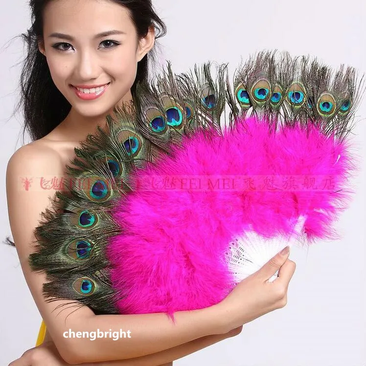 Оптовая продажа 1 шт. красивое натуральное павлинье перо веер для танцевальных
