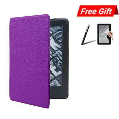 Фиолетовый Ультра тонкий умный кожаный чехол-футляр на магните для Amazon Kindle Paperwhite 10. поколение защитный чехол+ ручка+ пленка A20 - Цвет: Фиолетовый