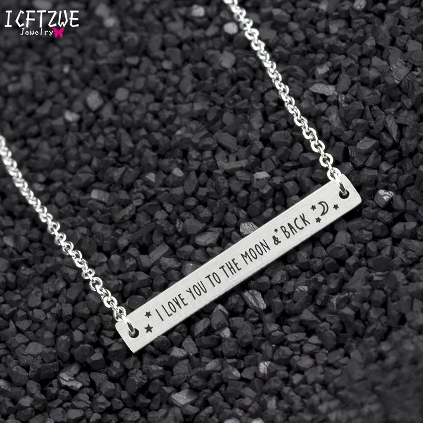 ICFTZWE золотой цвет Pulseiras I Love You To The Moon & Back Bar браслет Pulseira ювелирные изделия для тела