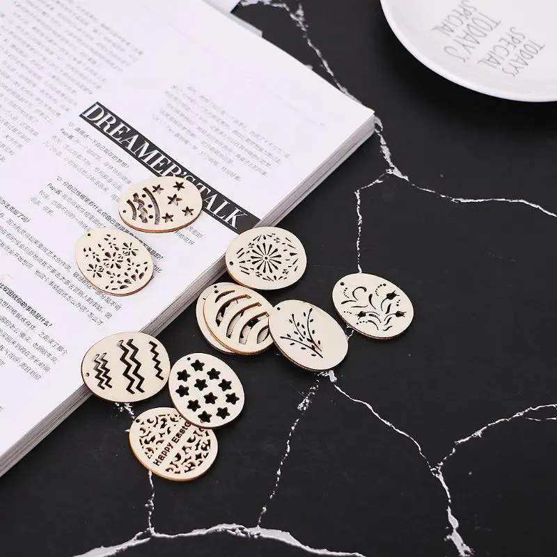 25 шт. лазерная резка деревянное украшение деревянная Пасхальная Форма яйцо