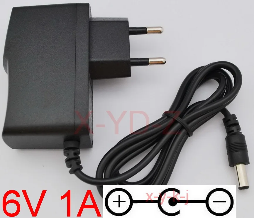 1 шт. 6V1A Высокое качество AC/DC 6 в 1A импульсный адаптер питания обратная полярность отрицательный внутри ЕС Штекер 5,5 мм x 2,1-2,5 мм