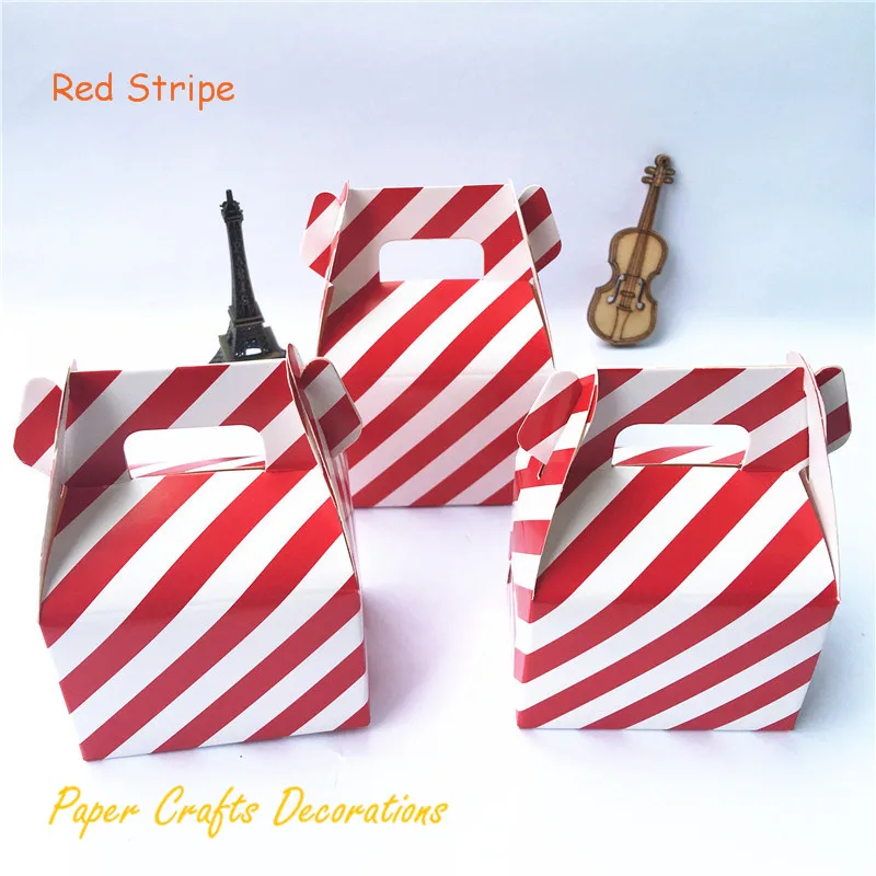 Red Stripe 12 шт./лот(упаковка из 12) розовый шеврон бумажные мешки рога коробки конфет угощение детей день рождения Свадебная вечеринка Сувениры - Цвет: Red Stripe