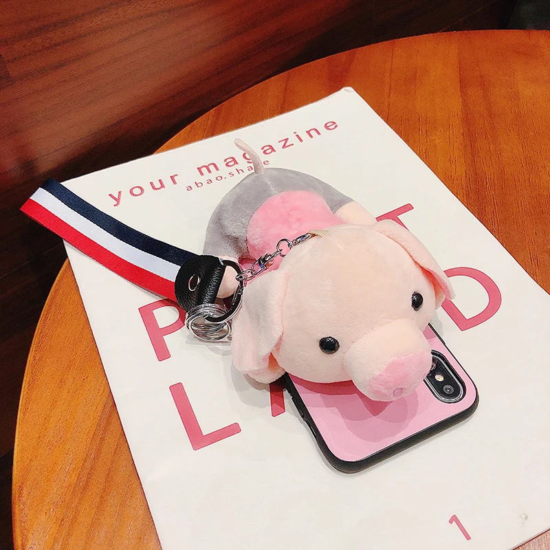 Женский/Женский пушистый розовый чехол с ремешком на запястье для iPhone XR XS X MAX