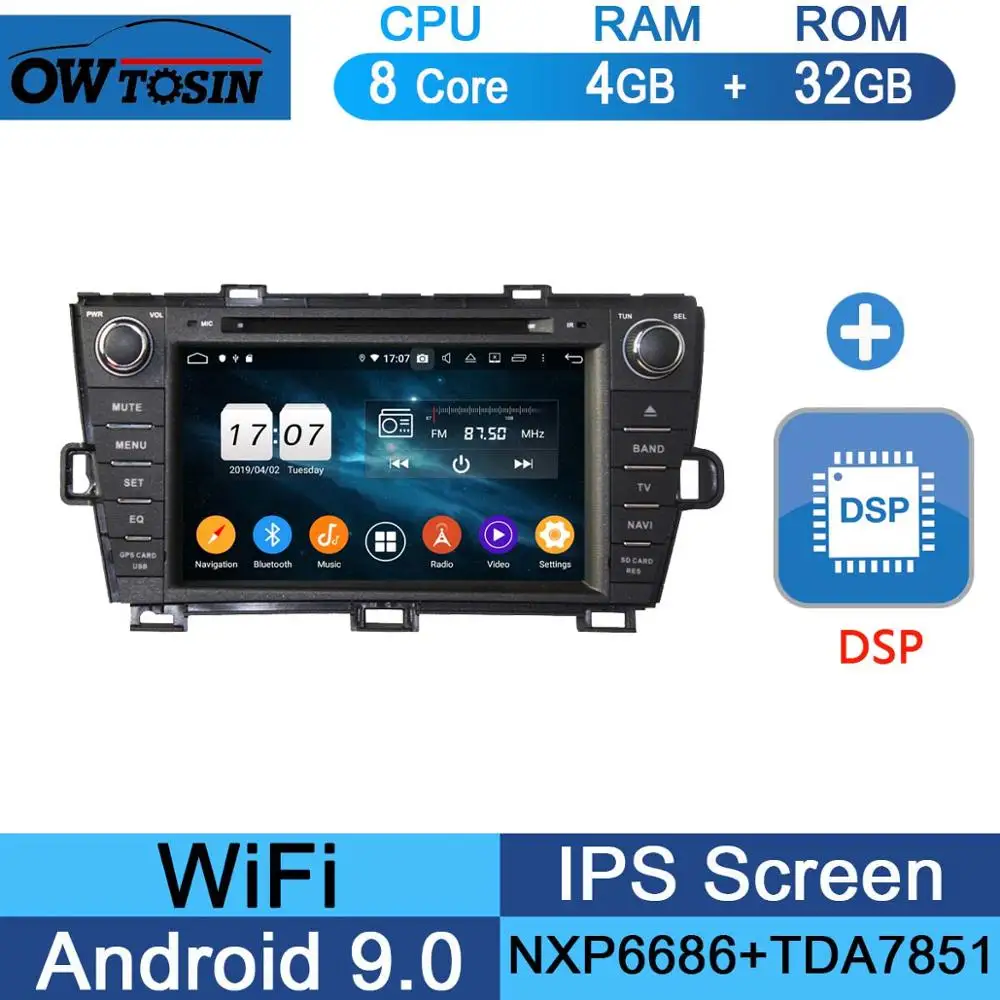 32G DSP " ips Восьмиядерный 4 Гб ram+ 64 Гб rom Android 9,0 автомобильный DVD радио gps для Toyota Prius 2009- DSP CarPlay Parrot BT стерео Adas плеер - Цвет: 32G DSP