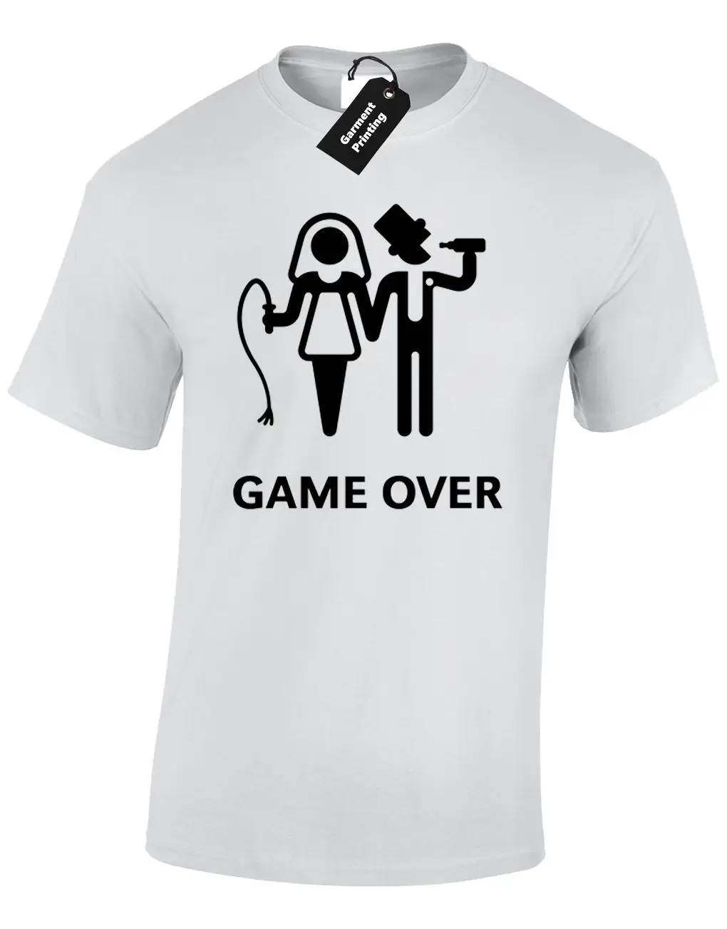 GAME OVER Мужская футболка Веселые свадьбы невеста жених дизайн подарок Шутка