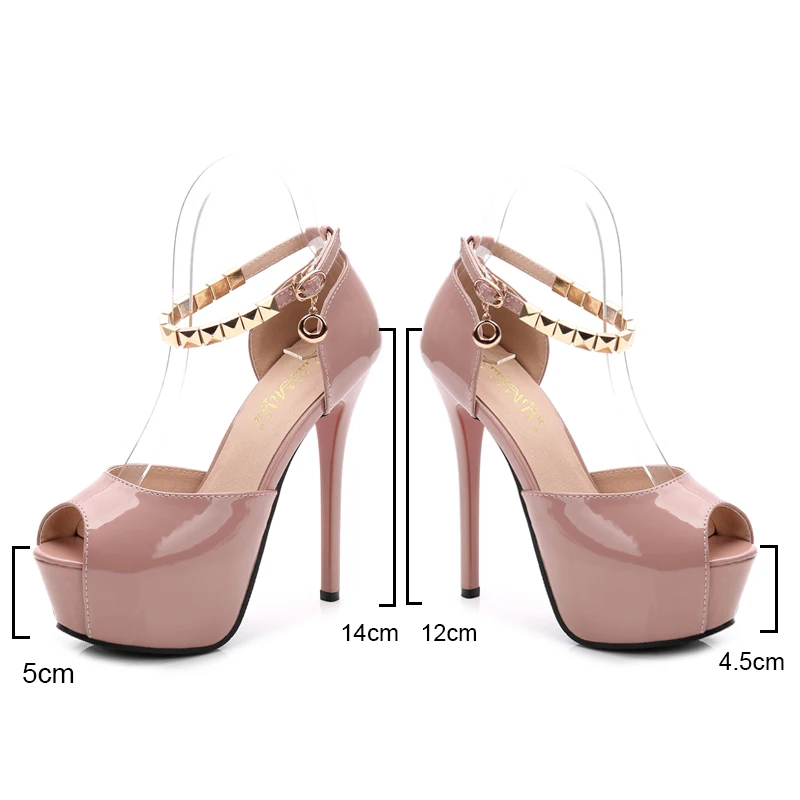 Туфли лодочки женские на платформе высокий каблук 14 см с открытым носком