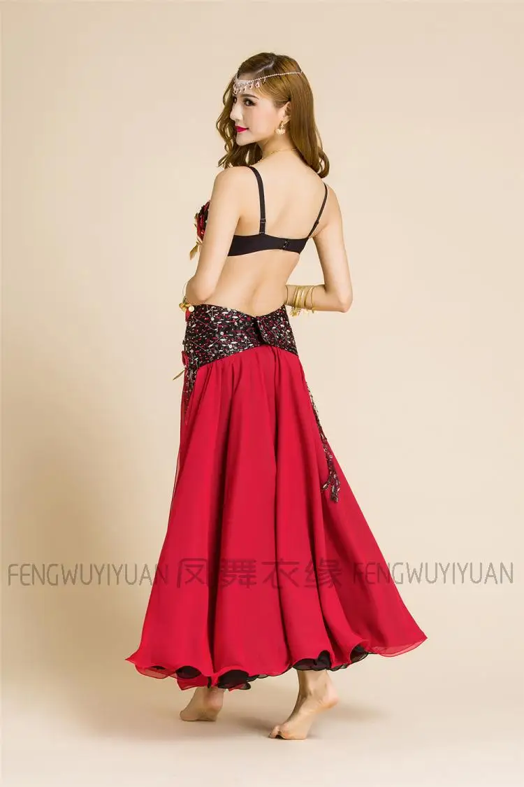 Bellydance/осенний комплект одежды из 3 предметов (бюстгальтер + юбка пояс) с перьями