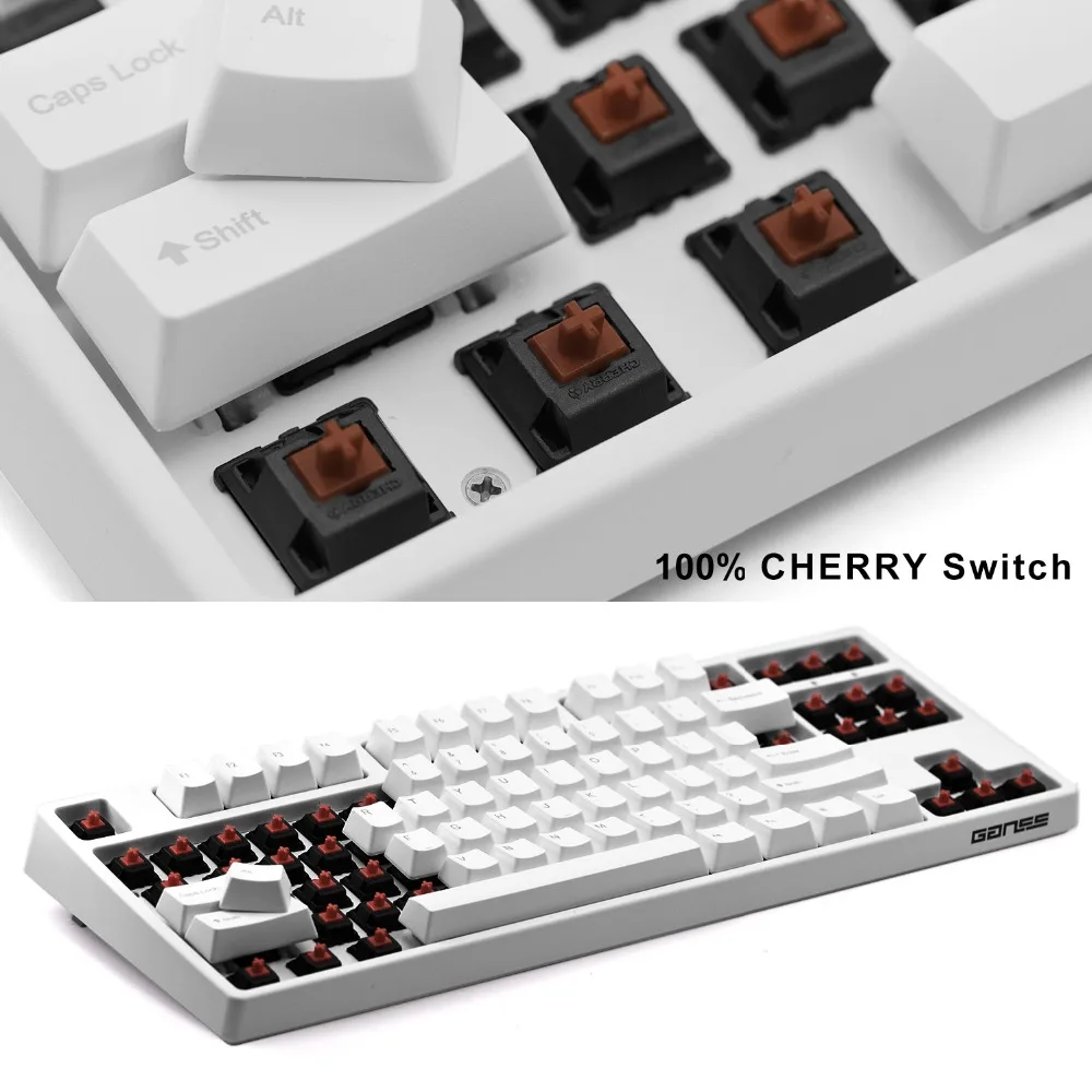 Механическая клавиатура TKL ganss с 87 клавишами, двухстрелочная клавиатура PBT Bluetooth, игровая клавиатура cherry mx, коричневый, синий переключатель