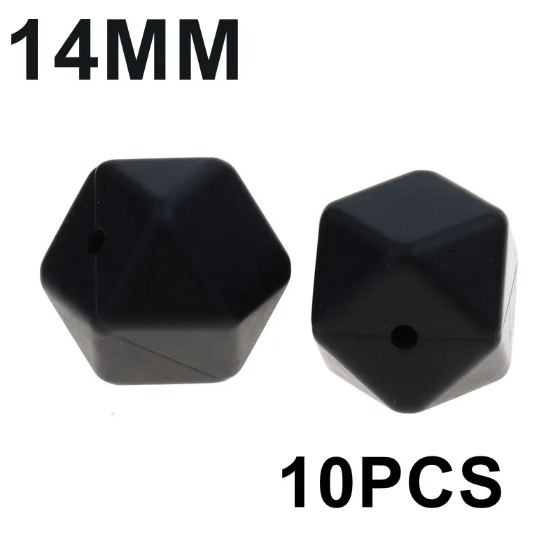 10 Smokey Black 10 шт 14 мм шестигранный Прорезыватель для зубов, силиконовые бусины, Детские Прорезыватели, ожерелье, сделай сам, соска для младенцев, соска, цепь, игрушка, силиконовые ювелирные изделия для младенцев - Цвет: 10 Smokey Black