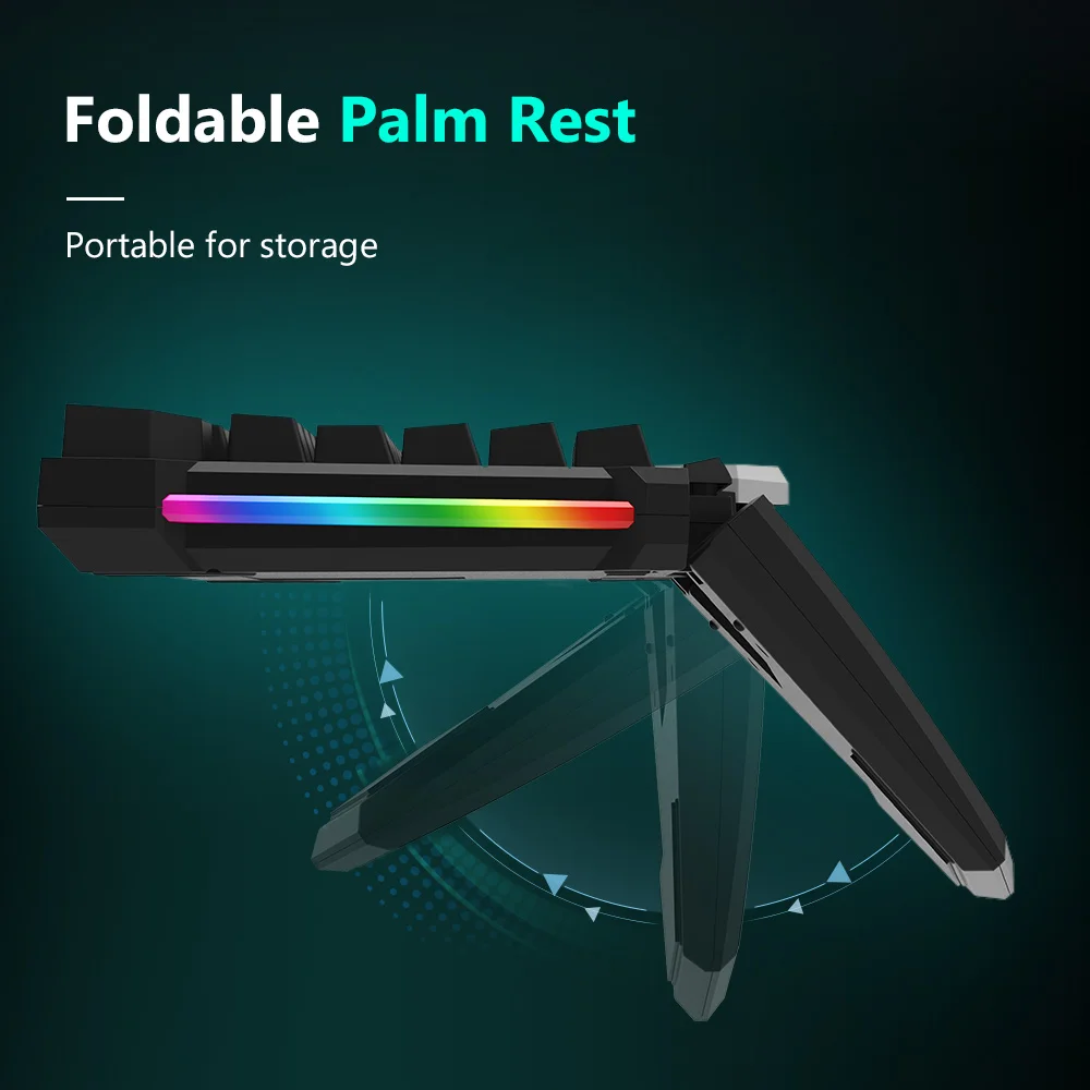 DELUX T6 Одноручные механические игровые клавиатуры складной RGB 39 ключ полностью программируемая Проводная клавиатура для ноутбука PC Gamer