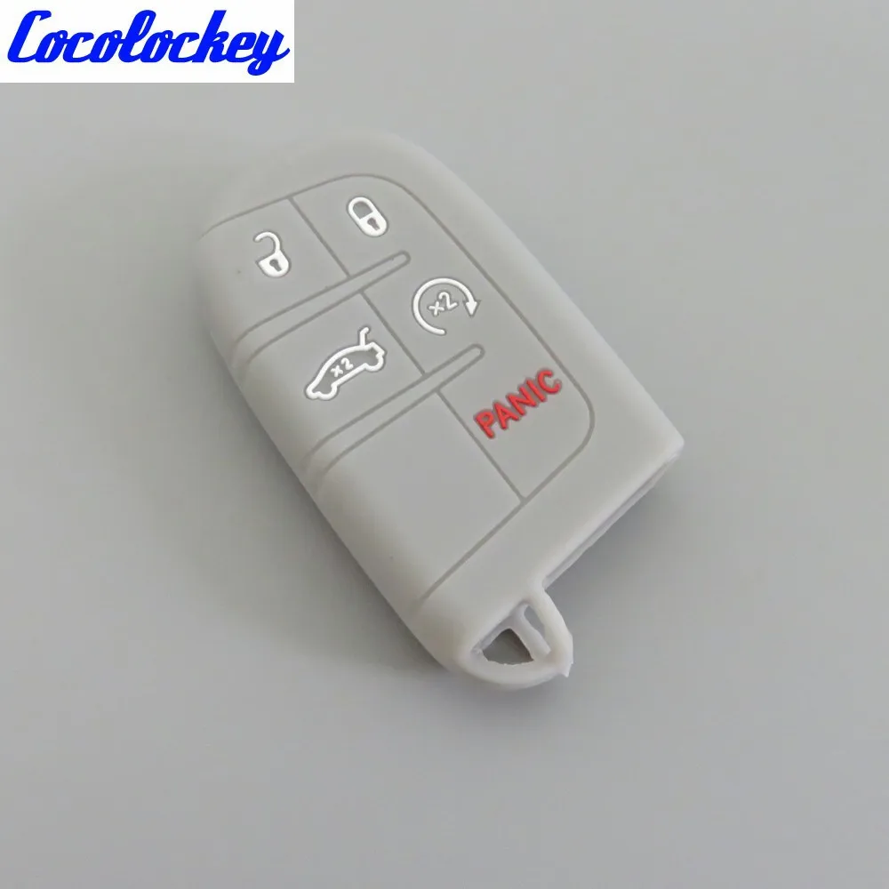 Gray Cocolockey силиконовый чехол ключ для Jeep Cherokee Renegade для Dodge Journey Dart Durango Зарядное устройство для Chrysler 300C случае ключ - Название цвета: Gray