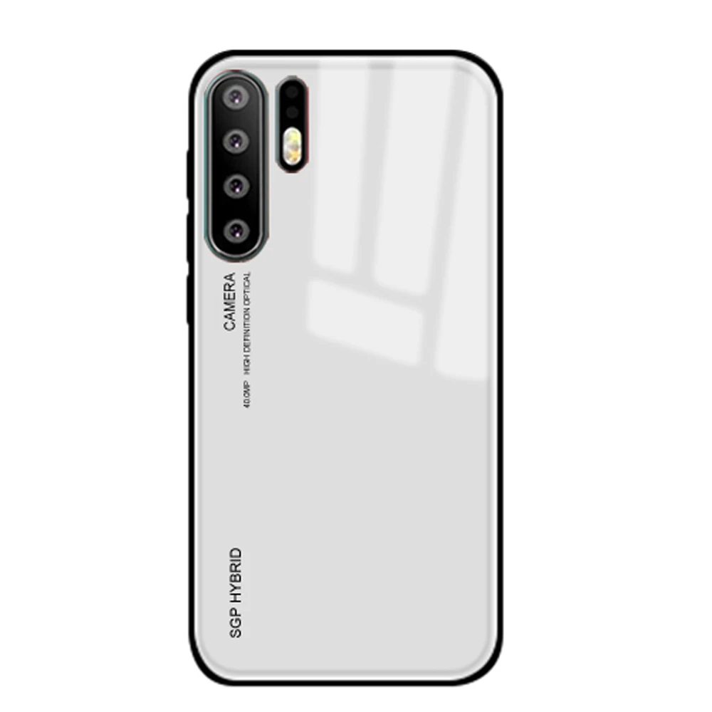 White Градиентный чехол из закаленного стекла для huawei P30 Pro P 30 Lite светильник 30 P Huwei P30pro p30lite P20 P 20 lite p20lite мягкий чехол-бампер - Цвет: White