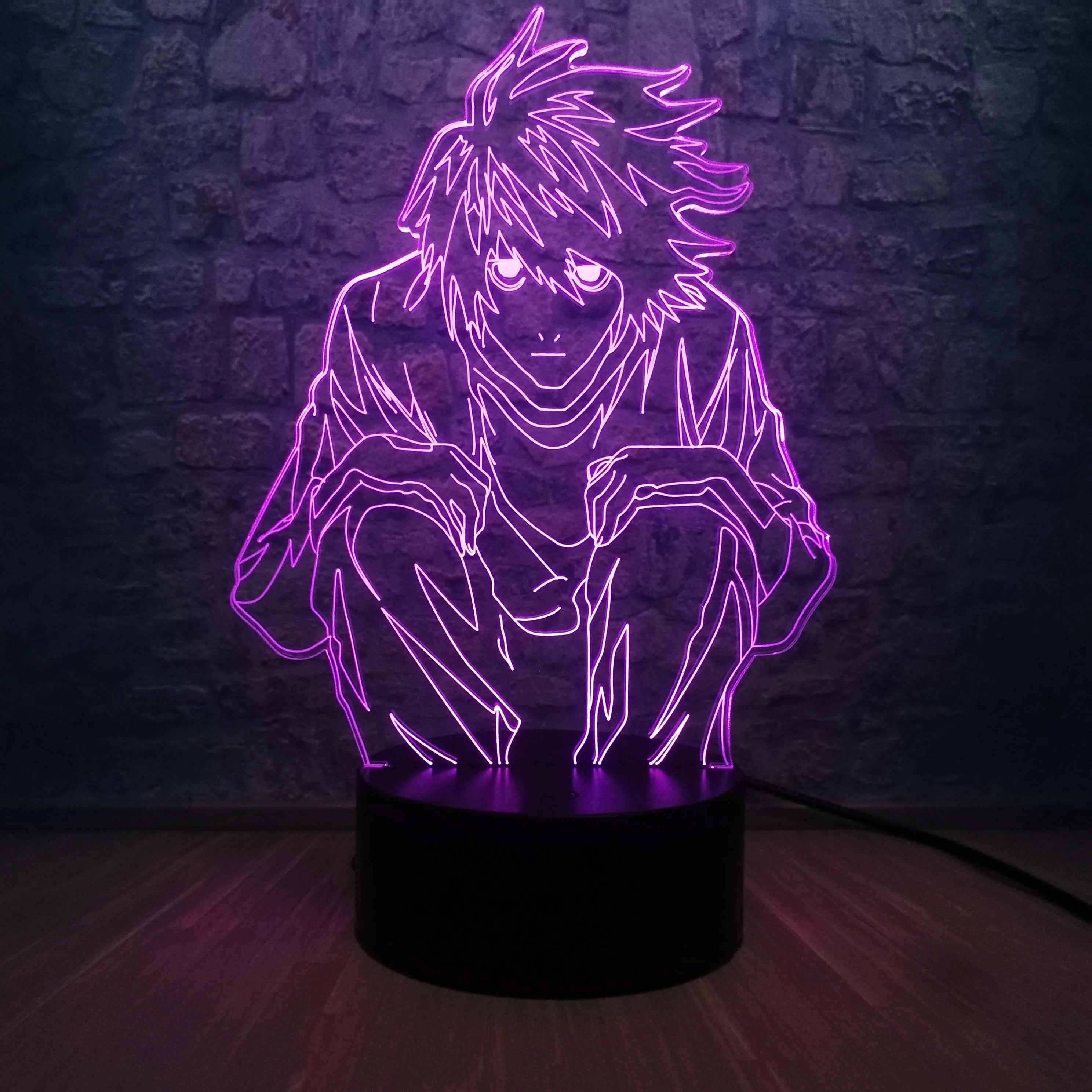 Новинка 2019 3D лампа Death Note L Lawliet светодиодный светильник настольный ночник