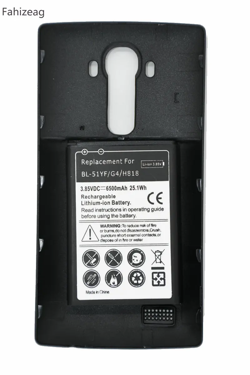 Fahizeag 6500 мАч BL 51YF Расширенный аккумулятор черный чехол для LG G4 H818/N VS999 F500 F500S F500K F500L