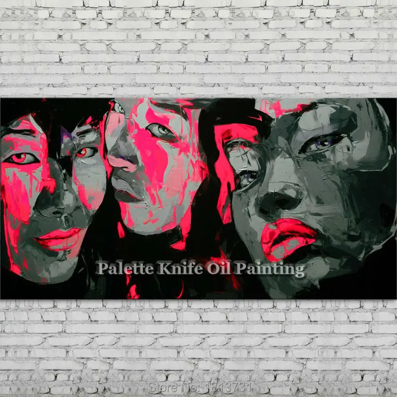 

Hand painted Francoise Nielly Palette knife portrait Face Oil painting Character figure canva wall Art picture for living room 7