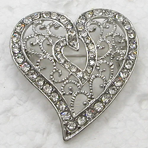 

Clear Rhinestone Heart Pin brooches C406 A