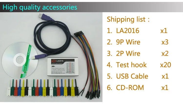 LA2016 USB логический анализатор 200 м Максимальная частота выборки 16 каналов 10B образцы MCU ARM FPGA инструмент для отладки английское программное обеспечение