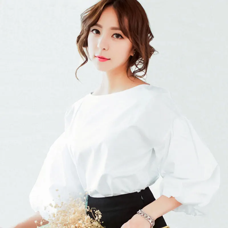 Винтажные рубашки с рукавами фонариками женские новые модные хлопковые топы