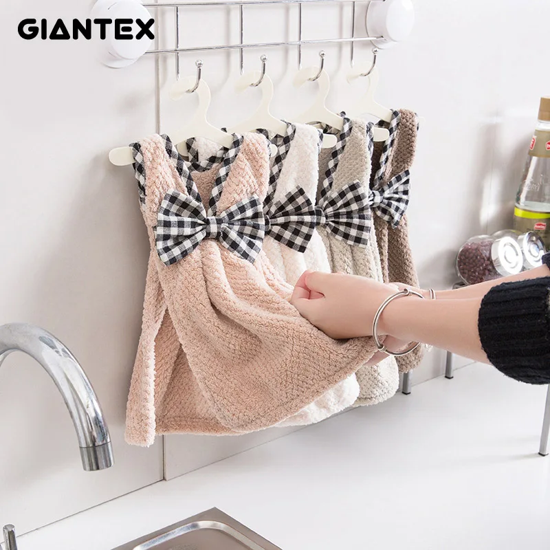 GIANTEX милое платье с бантом, супер мягкое впитывающее полотенце из микрофибры для рук, подвесное полотенце для ванной, кухонное полотенце, чистящая ткань U1128