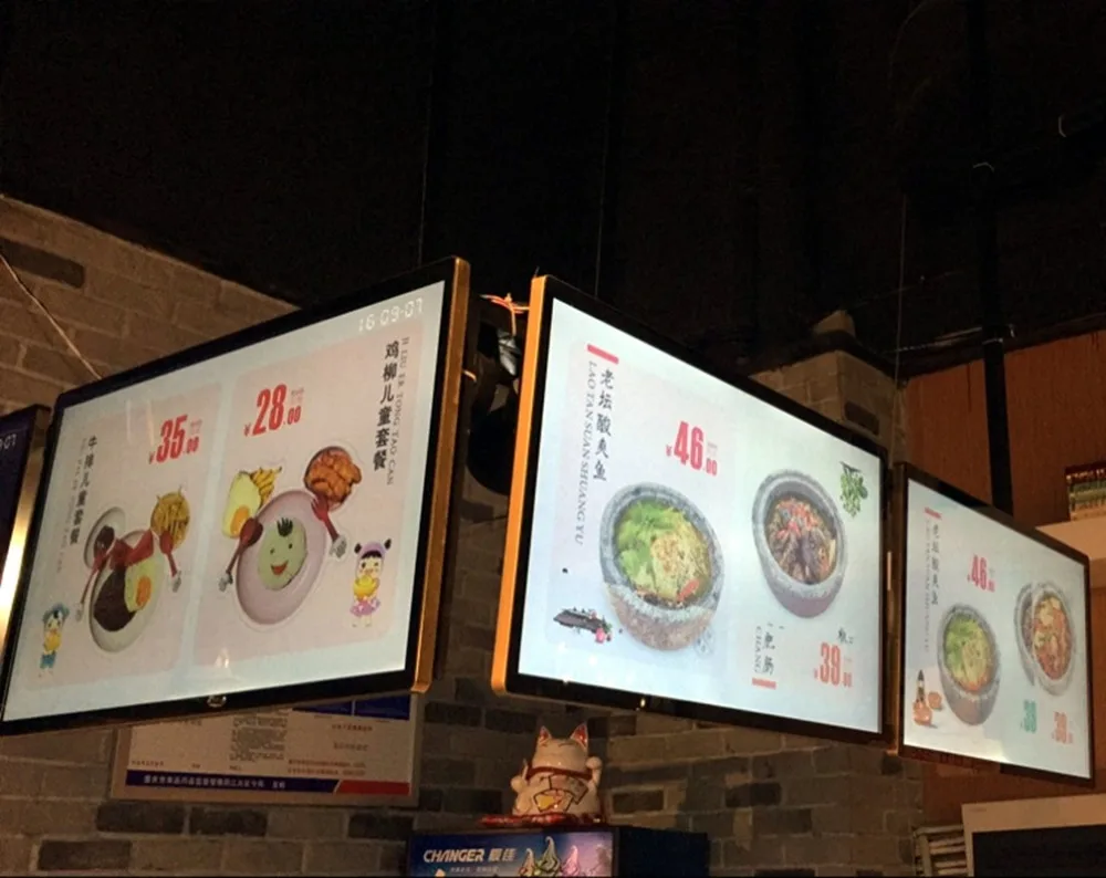 Сверхтонкий ЖК дисплей с HD экраном 42 дюйма для ресторана рекламная цифровая