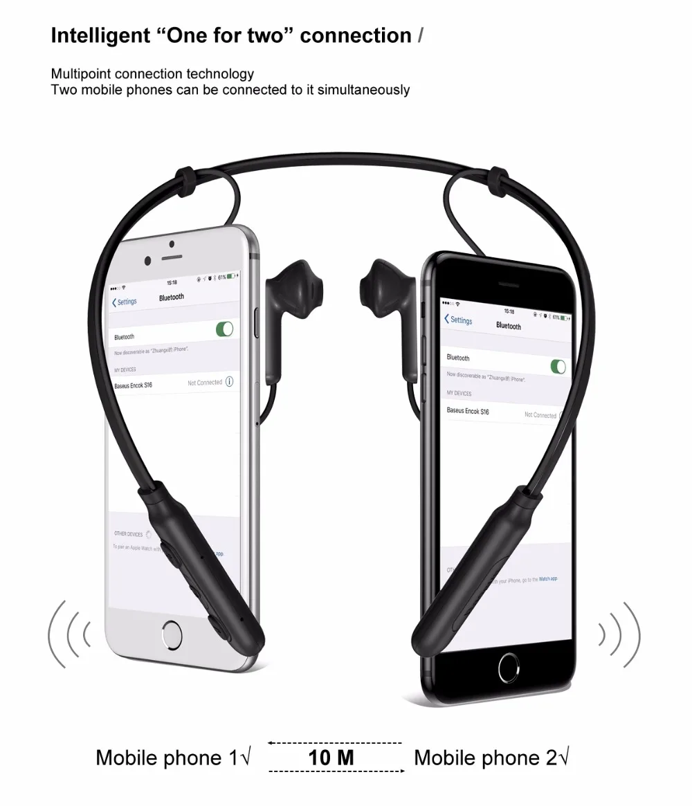Baseus, Спортивные Bluetooth наушники для телефона, Беспроводная Bluetooth гарнитура с микрофоном, шумоподавление, магнитные беспроводные наушники