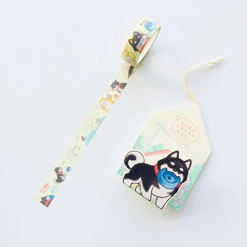 dog 15mm X 5m Kawaii Cats Otter Fox Animals Pendant Decorative Washi Tape DIY Scrapbooking Masking Tape School Office Supply - Color: dog