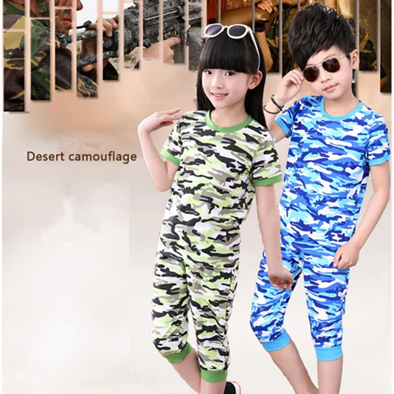 2018 New kids Camouflage T-shirt Boys Breathable Army Tactical Combat T Shirt And Pant Military Dry Camo Camp Girls Set T-Shirt | Детская