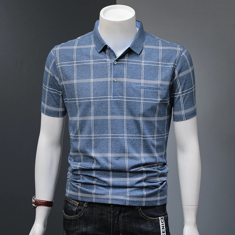 Мужские рубашки поло с отворотом и коротким рукавом мужская деловая