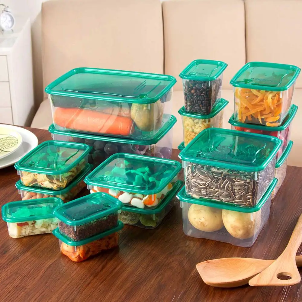 17pcs 20 шт./компл. влагостойкий кухонный ящик для хранения, герметичный пластиковый контейнер для хранения продуктов, прозрачный герметичный контейнер - Цвет: 17pcs