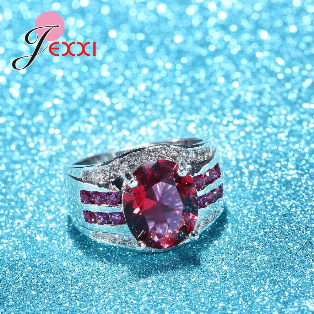 

Premium Quality Wedding & Anniversary Gift For True Love Wide 925 Sterling Silver Rings With Pink Crystal CZ Size 6-10