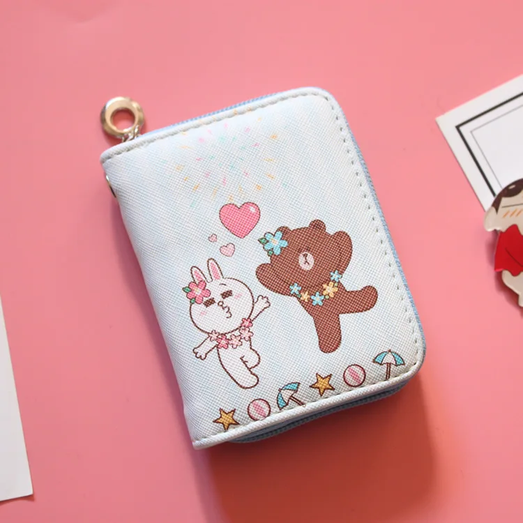 11short purse Маленький короткий милый мультяшный кошелек на молнии Кот голый медведь розовый леопард маленькая свежая девушка студентка pu мультфильм портмоне - Цвет: 11short purse