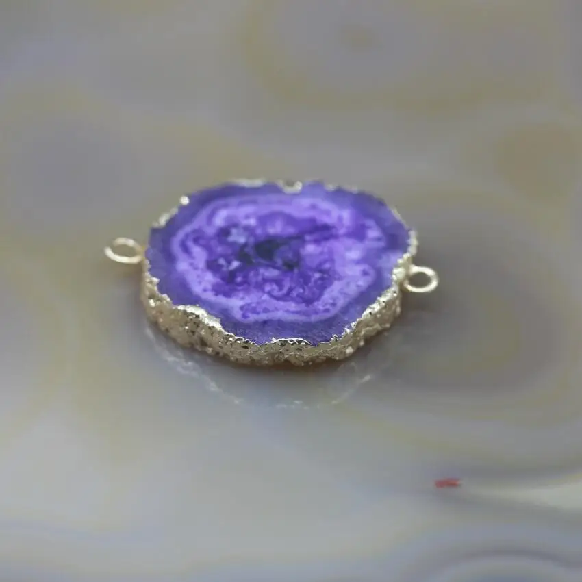 5 шт./лот, золотые края Солнечный Кварц, друза Geode плиты шармы-соединители, фиолетовый сырой Солнечный цветок друзы ломтик самородок подвески ювелирные изделия