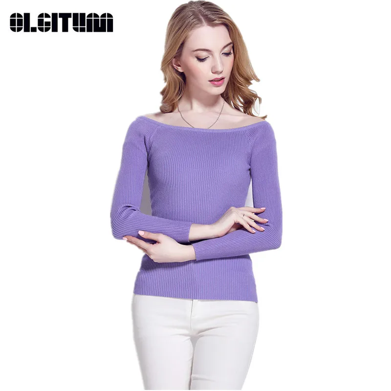 

New Slim Women's Sweater Autumn Slash Neck Bottoming Long Sleeve Sweater for Female Winter Sweater Multi-color Optional SW802