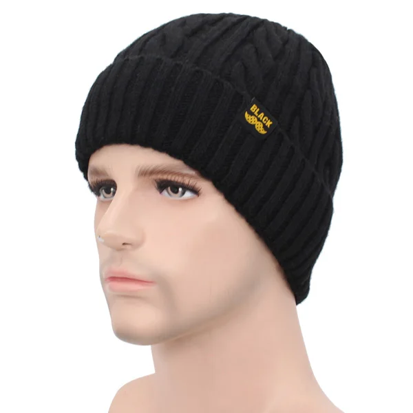 black hat AETRUE зимняя шапка, шарф зимняя шапочки Мужская шапка бини для мужчин и женщин бренд Gorras теплые шапки шерсть Мужская черная трикотажная шапка - Цвет: black hat