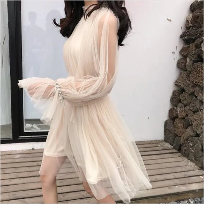 2018 летний корейский стиль элегантный сетки Бисер юбки для девочек основе Мори