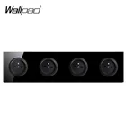 Настенная электрическая розетка Wallpad L6, круглая Французская электрическая розетка с черным закаленным стеклом, 4 клавиши, 16 А