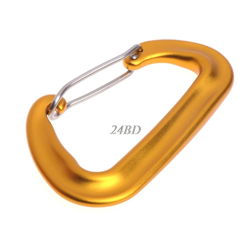 Gold 12KN алюминиевый гамак качели безопасности Пряжка Карабин Quickdraw Быстрый крючок A20 - Цвет: Gold