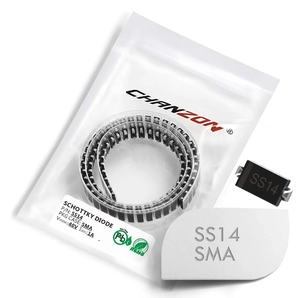 100 шт.) SS14 SMD шлаковый Барьерный выпрямитель диоды 1A 40 в SMA(DO-214AC) 1 Ампер 40 вольт