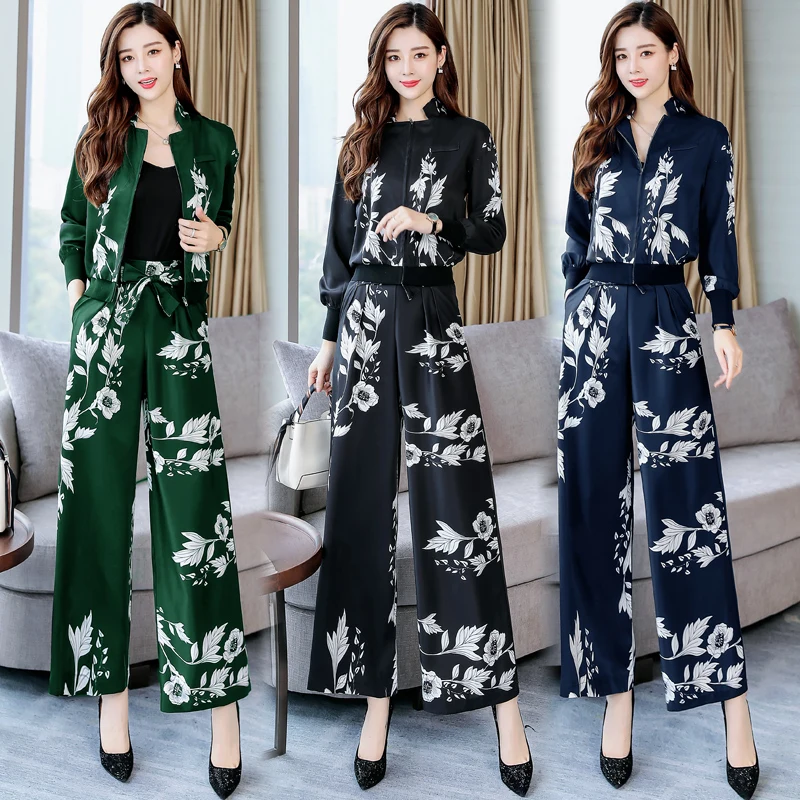 Fashion New 2019 Women 2 Piece Set Suit Female Long Sleeve heart printing Work Clothes Trousers Autumn Suits H014 | Женская одежда