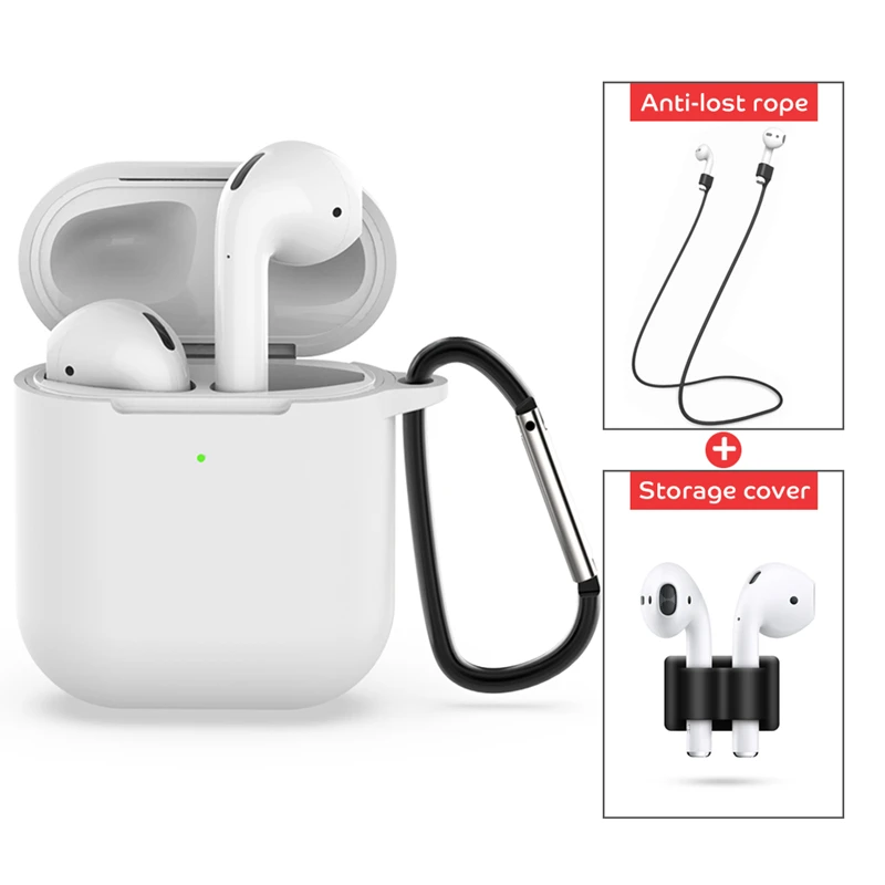 A02 Чехол для наушников для Airpods 2, силиконовый чехол для Air Pods 2, аксессуары, ремень против потери с крючками, Набор держателей, Ультратонкий чехол - Цвет: A02