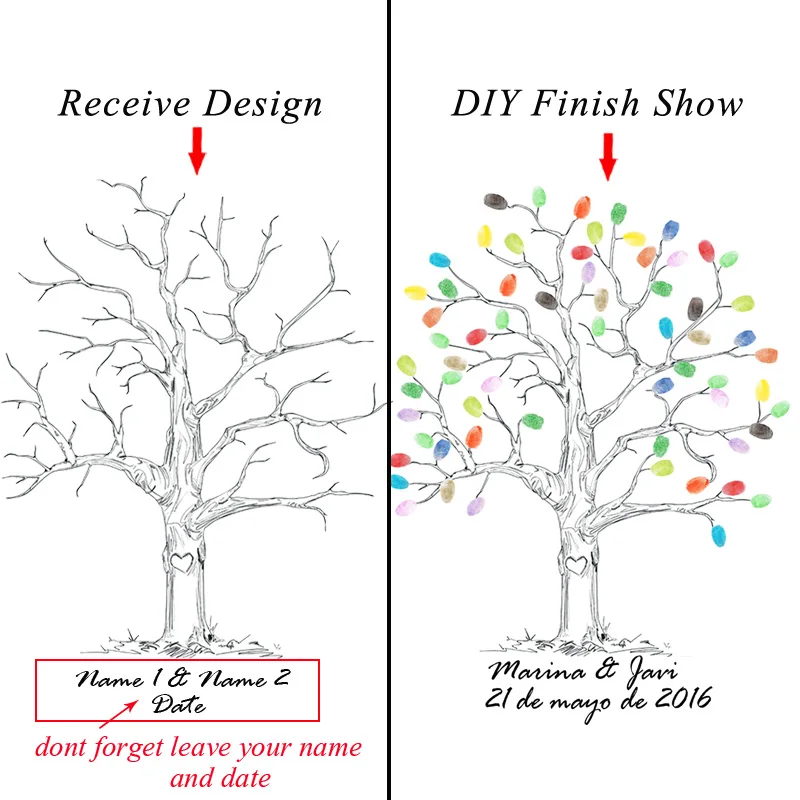Романтическая книга для гостей индивидуальное имя дата отпечаток пальца подпись