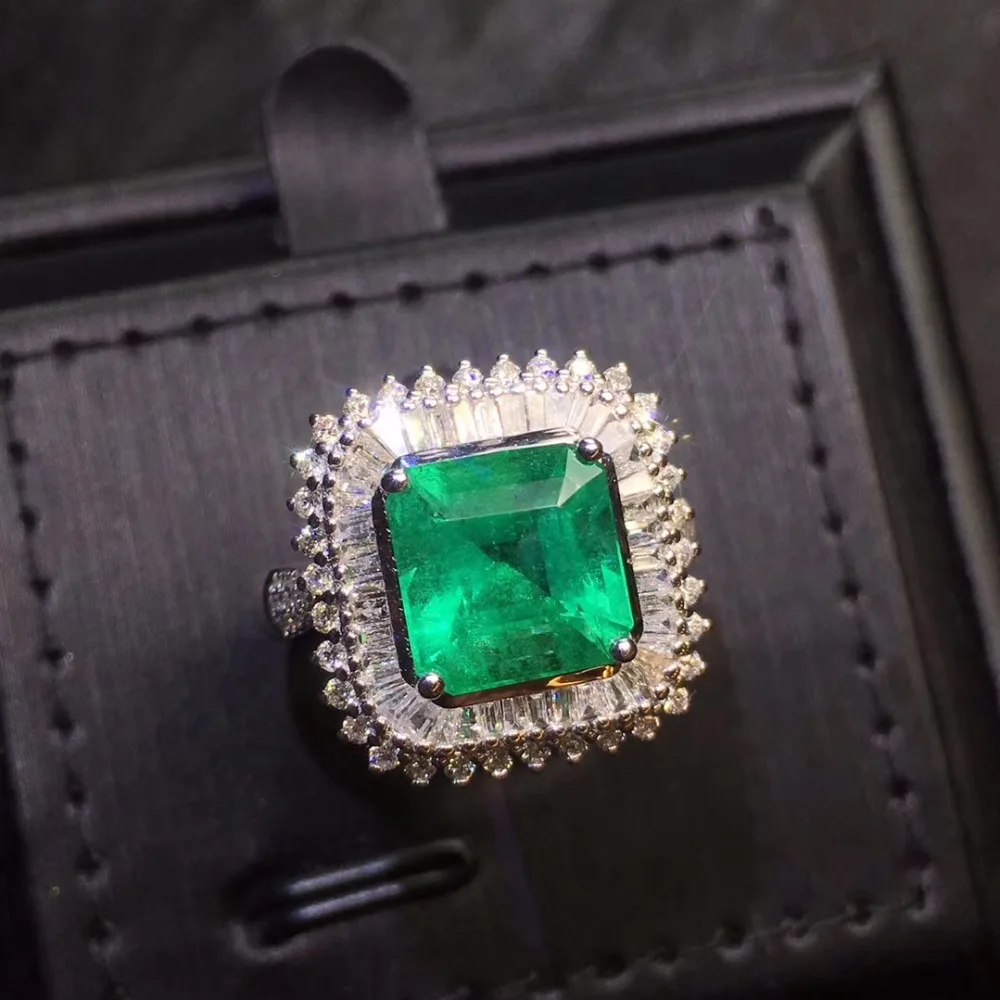 Женские кольца G18 k из золота 18 К белого с натуральным изумрудом 2.65ct|Кольца| |