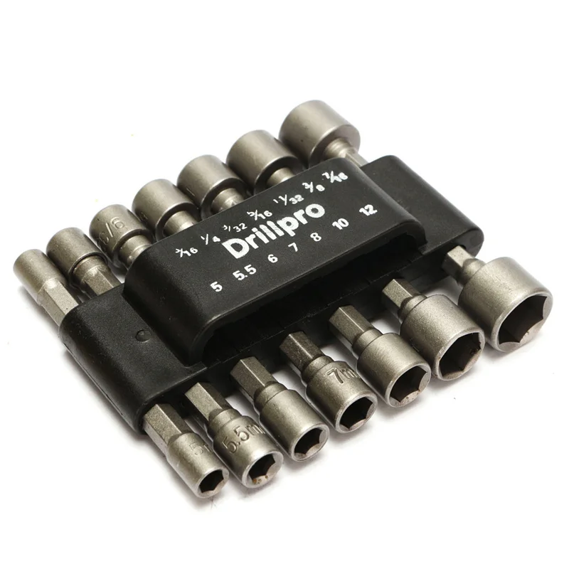 Drillpro 14 шт. Набор отверток с гайкой, двойной метрический и стандартный Sae 1/" хвостовик отвертки, отвертка с гайкой, торцевые головки, сверла