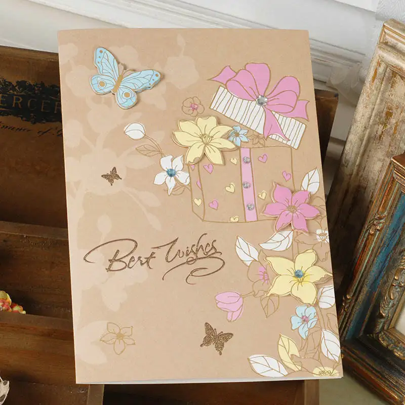 DoreenBeads бумажная поздравительная открытка цветок бабочка День рождения Свадьба