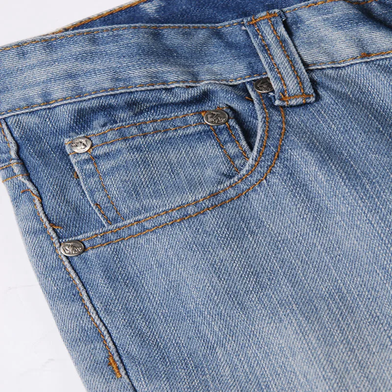 

2019 New Light Blue flared Men's bell bottom denim male Plus size jean pants Mid Waist