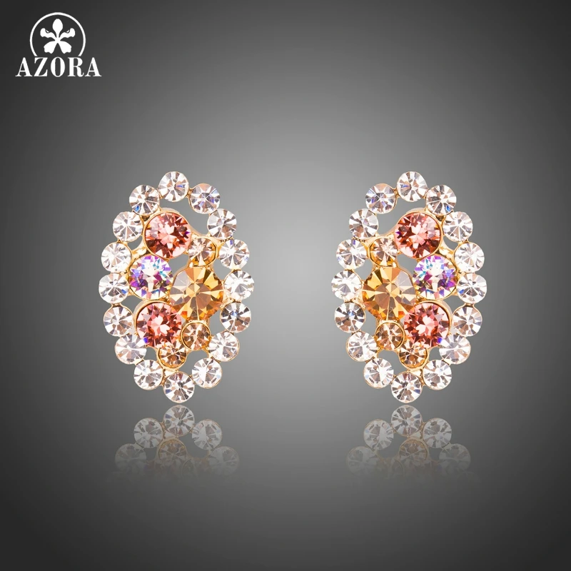 AZORA бренд Модные ювелирные изделия из золота Цвет овальные серьги гвоздики в виде