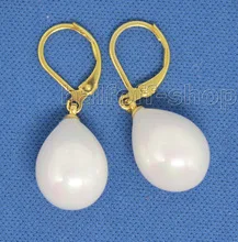 Прекрасный редкий 12*16 мм капельного оболочки белым перламутром серьги оптовая