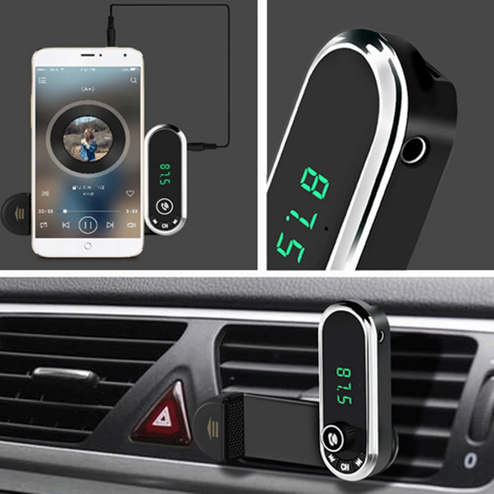 Aoshike Hands-free Car Bluetooth FM Transmitter MP3 Player Mounted Screen For IPhone Charging Phone Holder TF Card Cigarette |